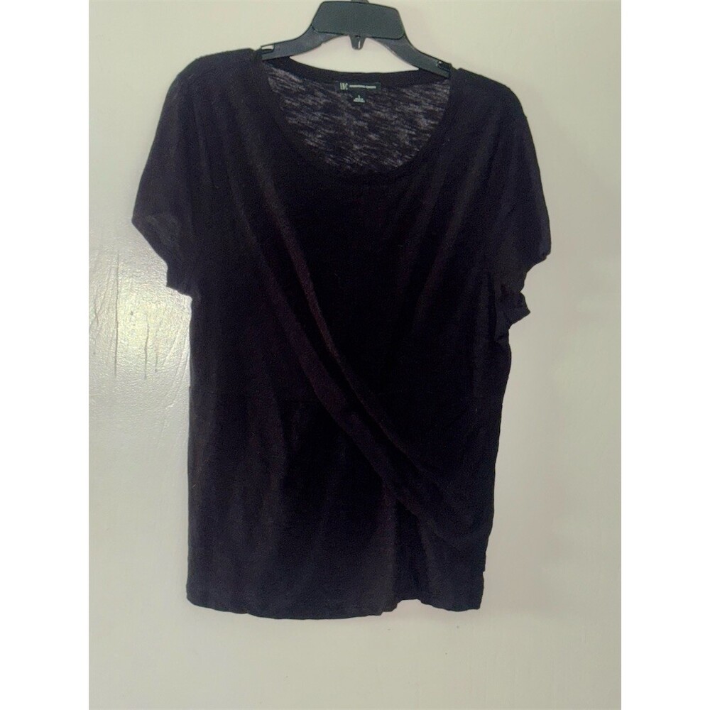 INC International Concepts Top Womens Size L Black Twist Front Draped